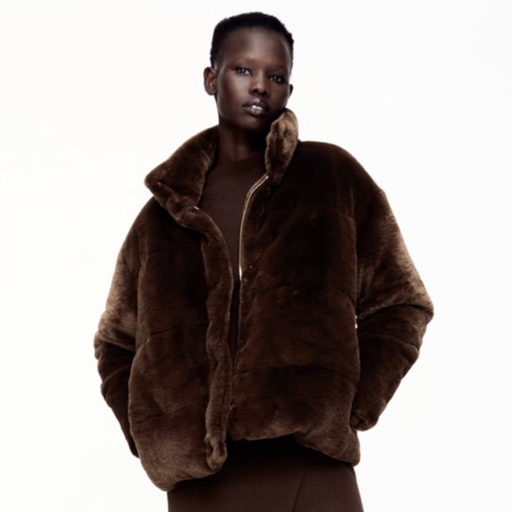Zara Brown Faux Fur Teddy Coat